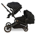 My Babiie MB33 Tandem Pushchair with 2 Infant Carriers - Black Leopard