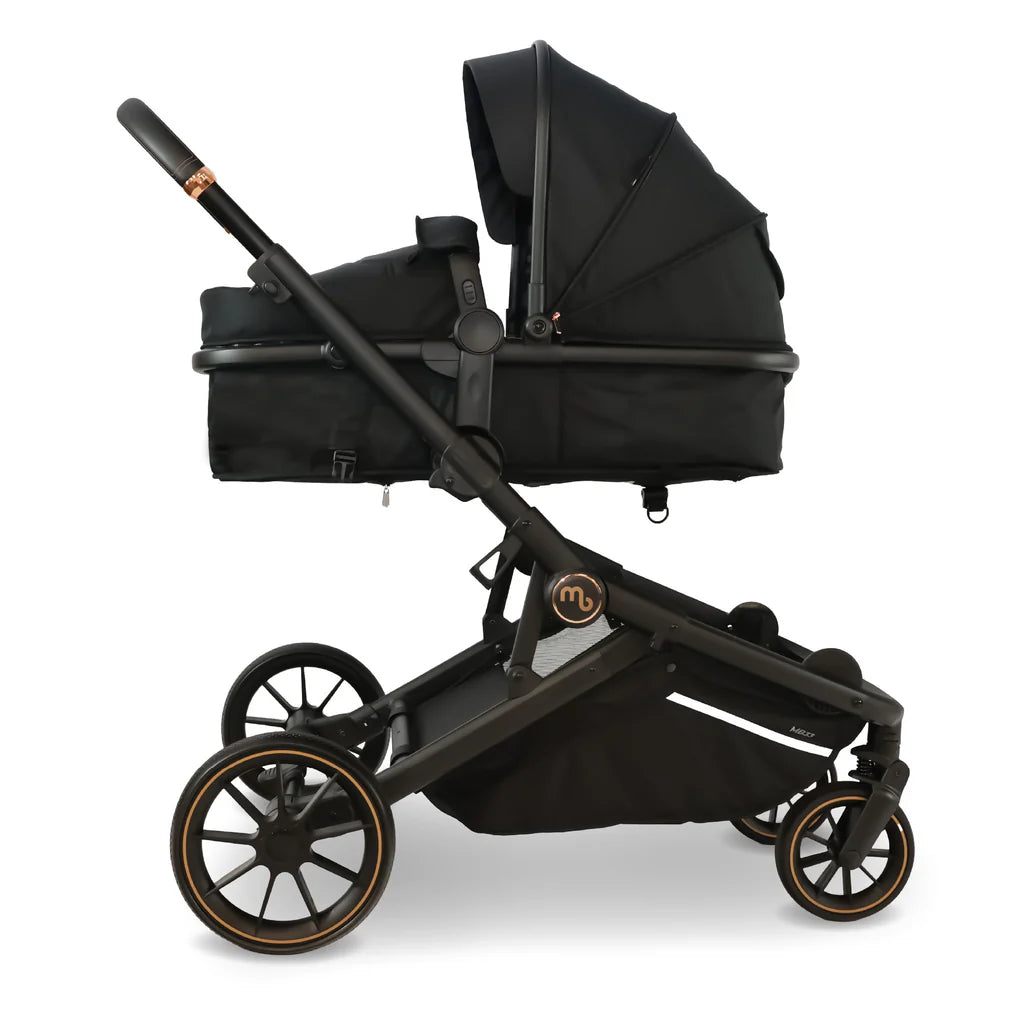My Babiie MB33 Tandem Pushchair with 2 Infant Carriers - Black Leopard