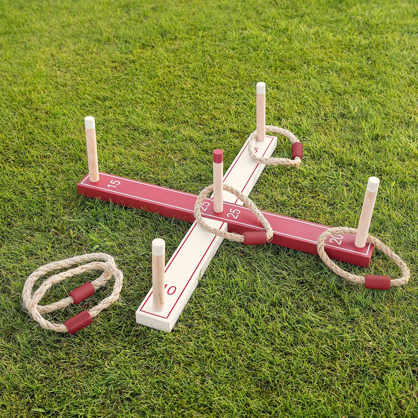Toyrific Garden Games TY5964 Garden Games Ring Toss Wooden Set, Multi-Coloured
