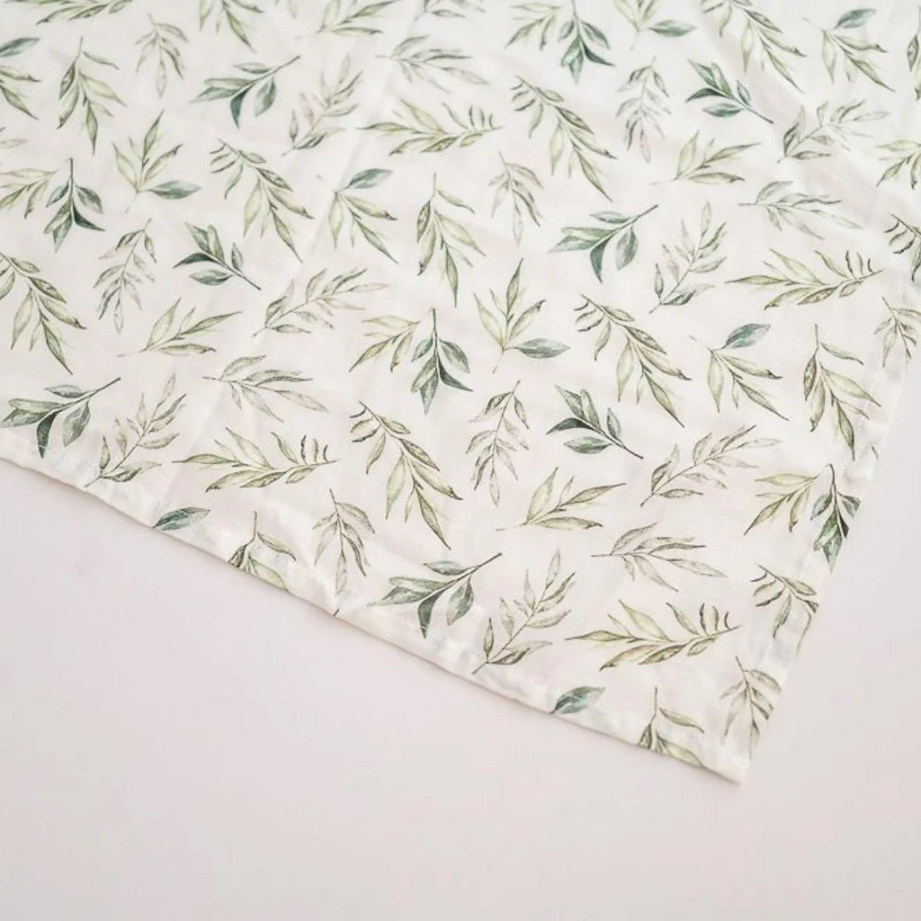 The Gilded Bird X-Large Muslin Swaddle- Linen Leaves