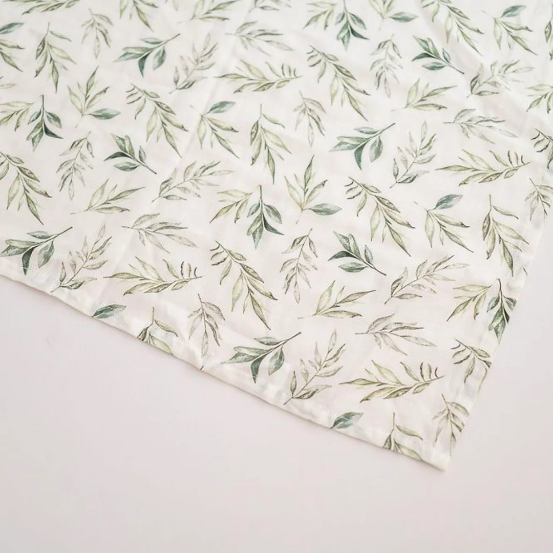 The Gilded Bird X-Large Muslin Swaddle- Linen Leaves