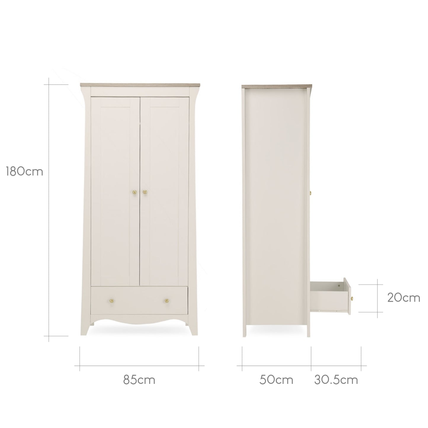 Cuddleco Clara Cashmere & Ash 2 Door Double Wardrobe