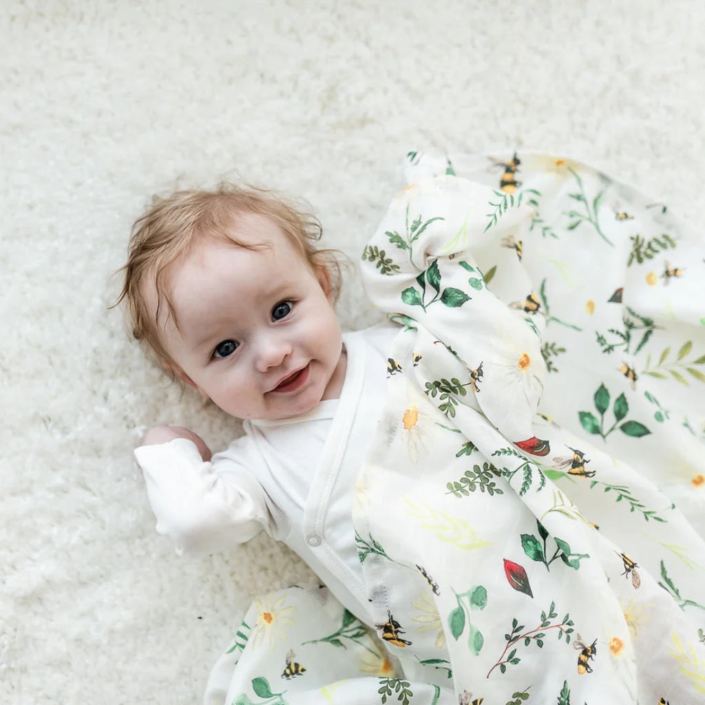 The Gilded Bird X-Large Muslin Swaddle- Wild Bees