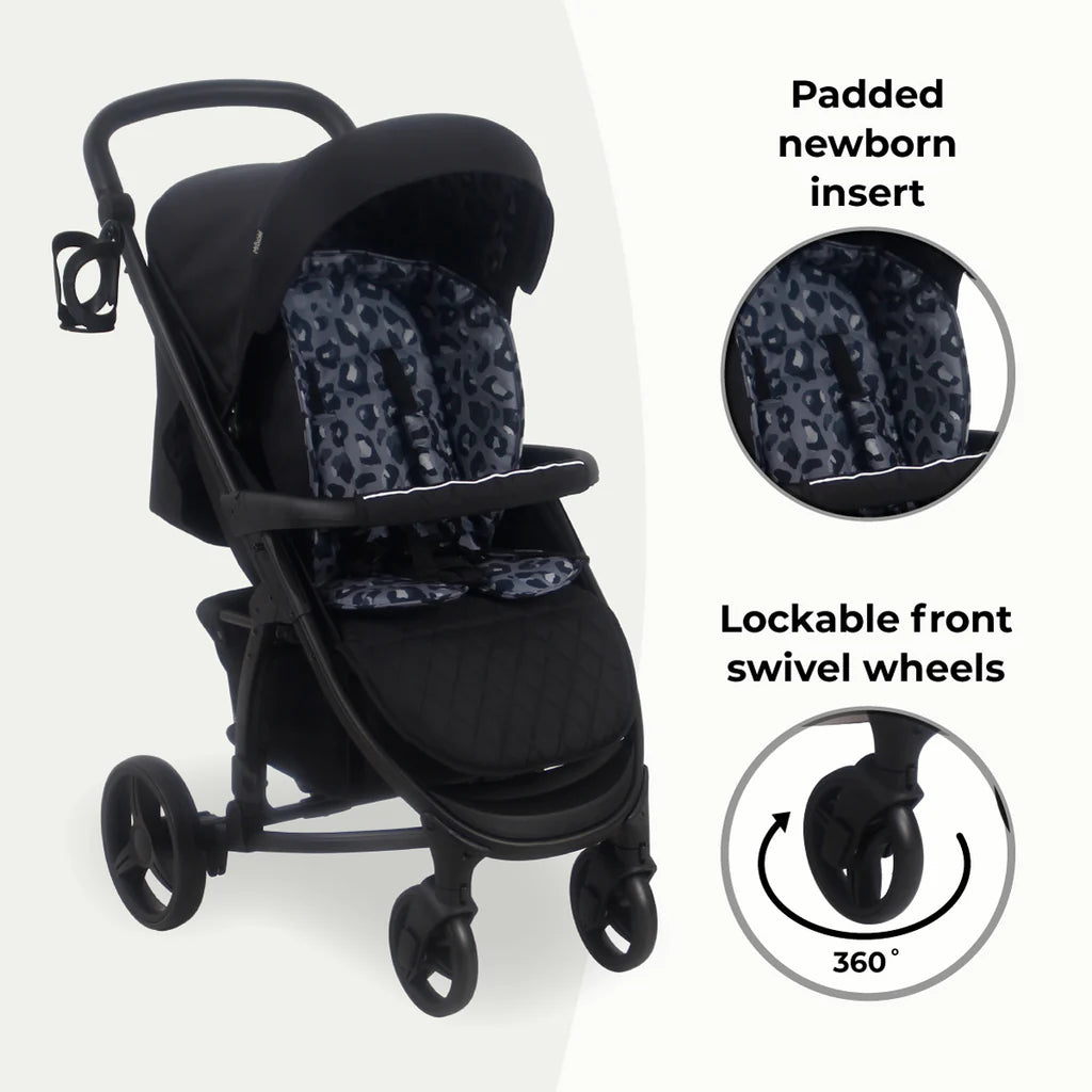My Babiie MB200i 3-in-1 Travel System with i-Size Car Seat - Dani Dyer Black Leopard