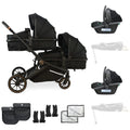 My Babiie MB33 Tandem Pushchair with 2 Infant Carriers - Black Leopard