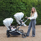 My Babiie MB33 Tandem Pushchair with 2 Infant Carriers - Ivory