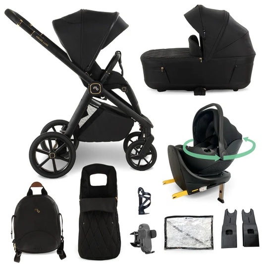 My Babiie MB450 LUXE 3-in-1 Travel System with Rotating Car Seat + Base - Black