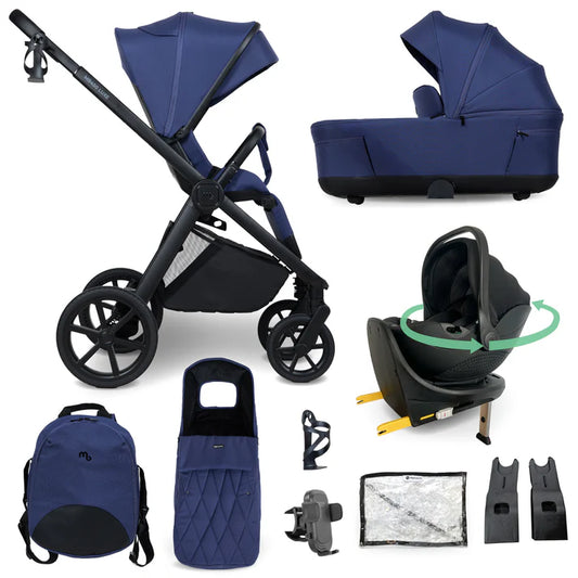 My Babiie MB450 LUXE 3-in-1 Travel System with Rotating Car Seat + Base - Indigo