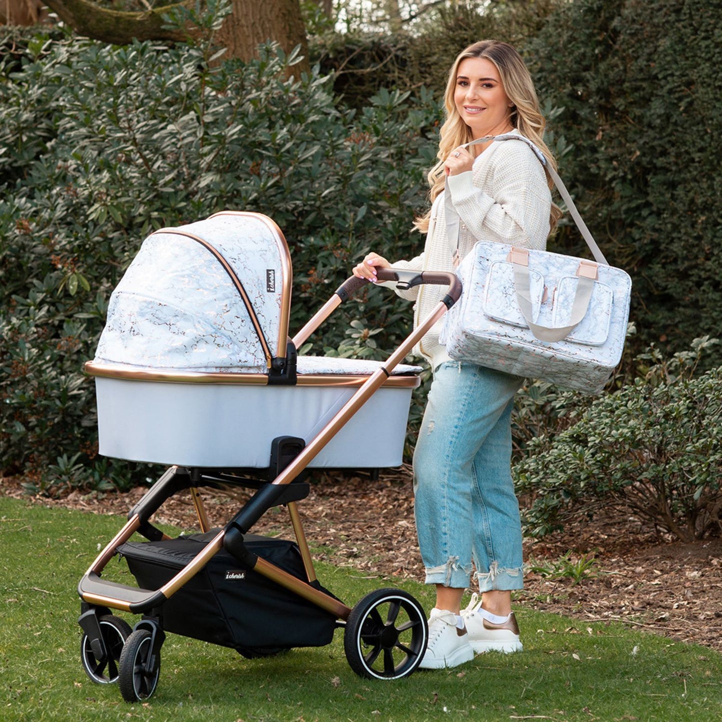 MB500i Dani Dyer Rose Gold Marble iSize Travel System