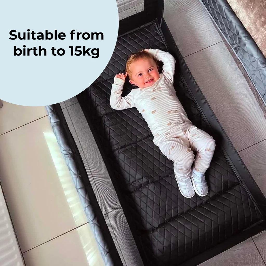 My Babiie Black Quilted Travel Cot