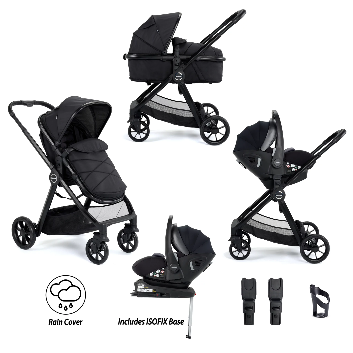 Mimi Travel System Pecan i-Size Car Seat with ISOFIX - Black