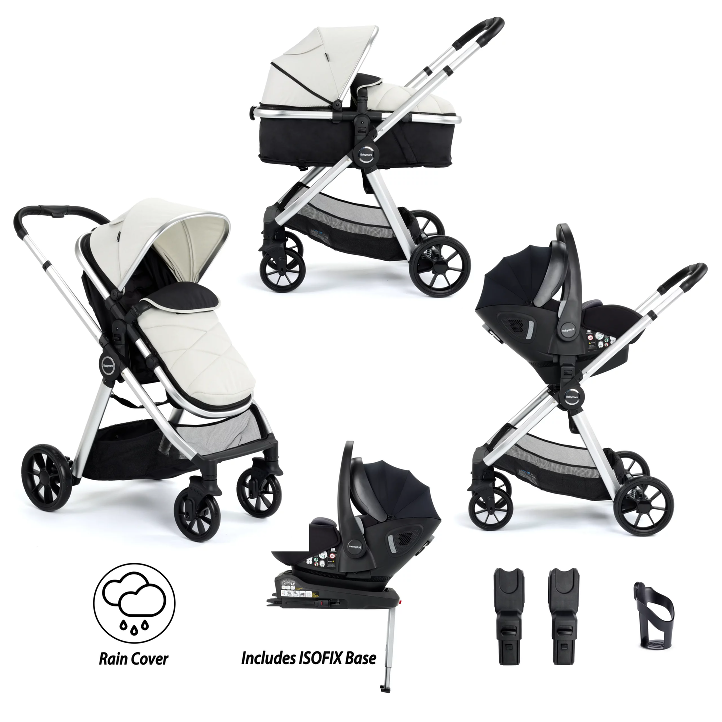 Mimi Travel System Pecan i-Size Car Seat with ISOFIX Base – Silver