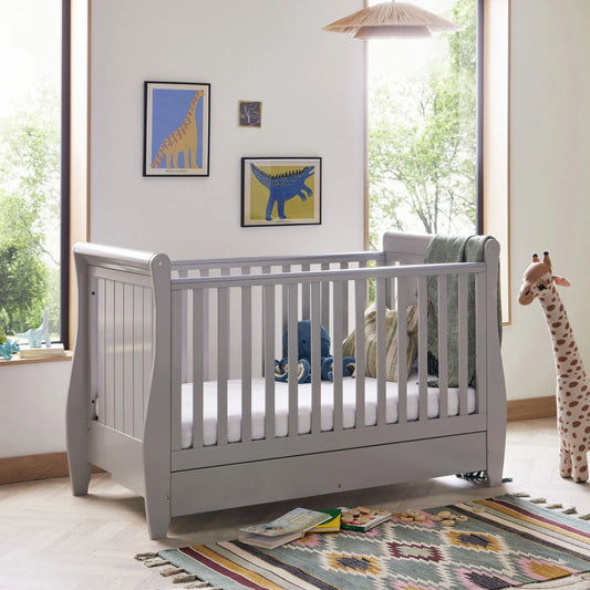 Stella Sleigh Drop Side Cot Bed-Grey