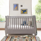 Stella Sleigh Drop Side Cot Bed-Grey