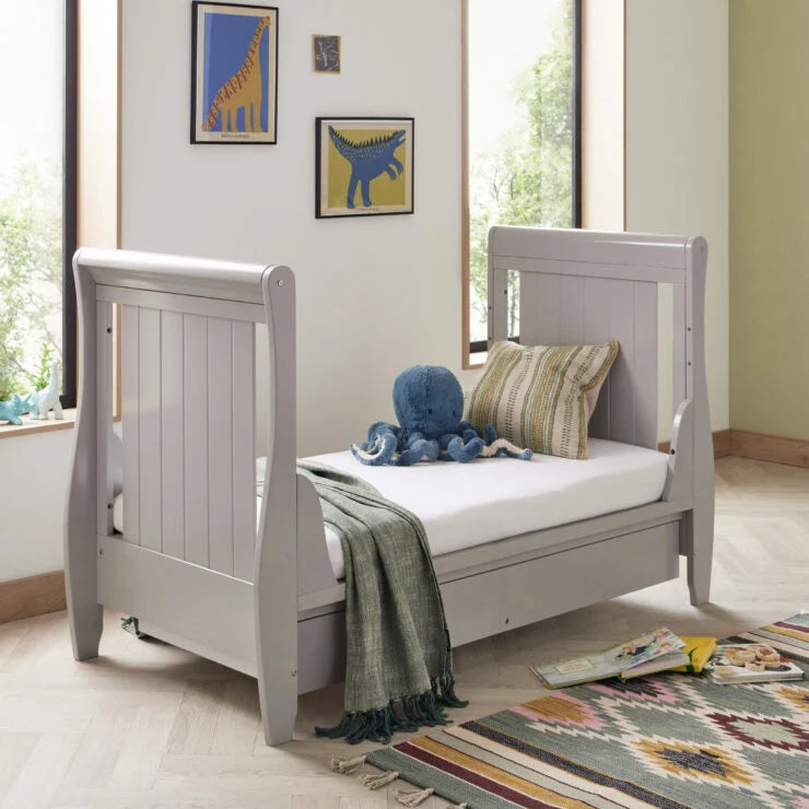 Stella Sleigh Drop Side Cot Bed-Grey