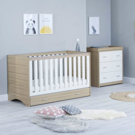 Veni 2 Piece Nursery Furniture Set with Drawer – Oak White