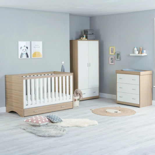 Veni 3 Piece Nursery Furniture Sets with Drawer – Oak White
