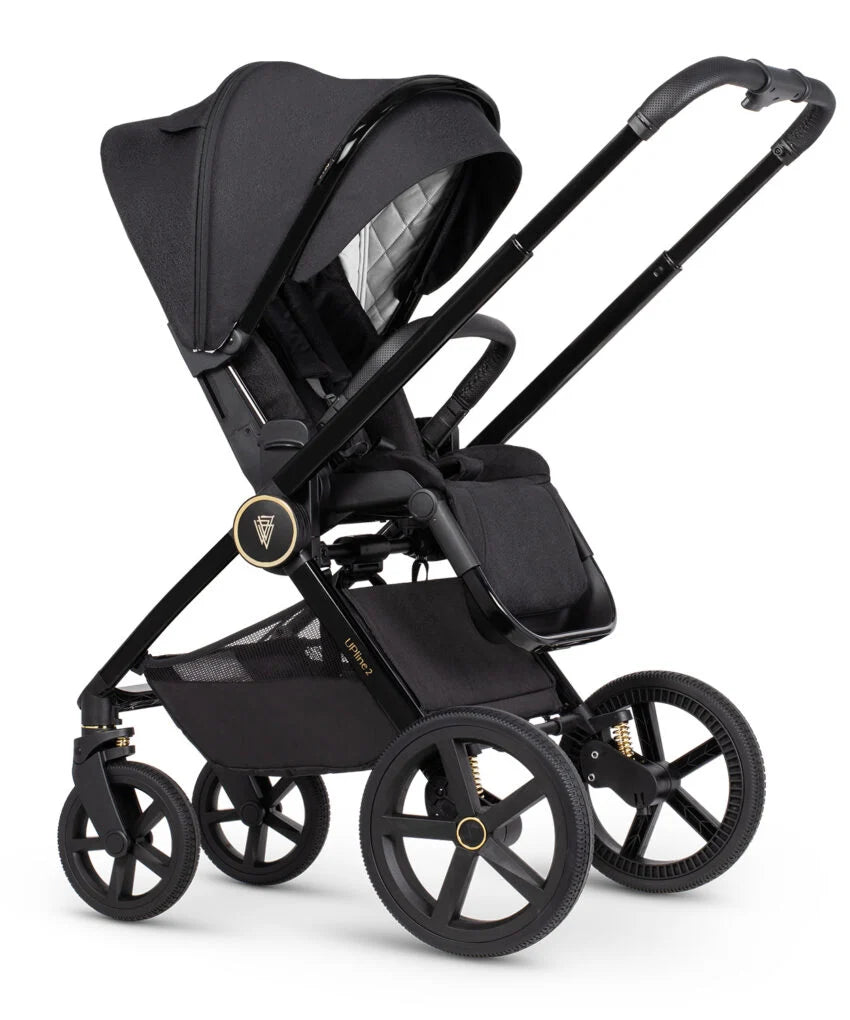 Upline 2 All Black Pram 3 in 1 Plus Base (Tiago Black)