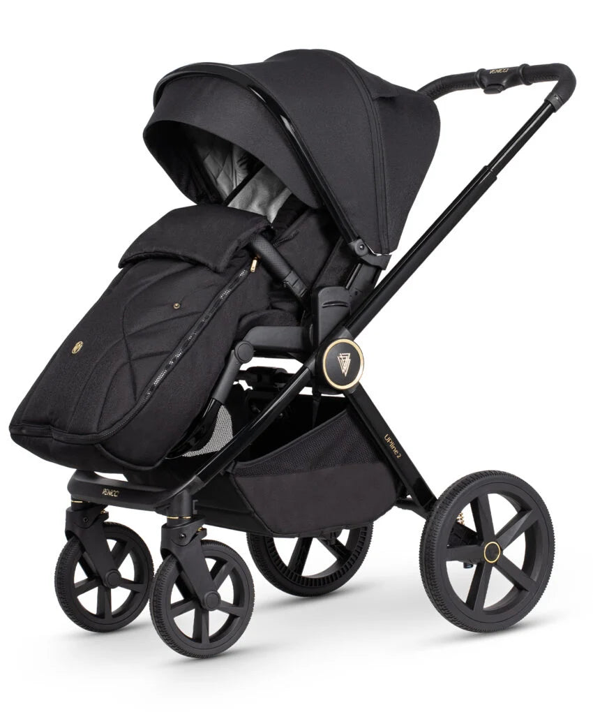 Upline 2 All Black Pram 3 in 1 Plus Base (Tiago Black)