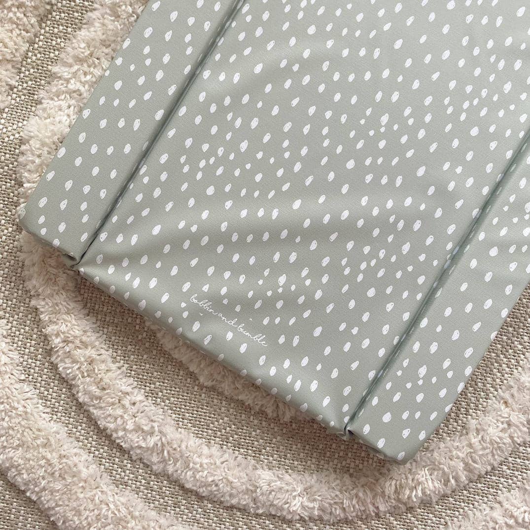 Baby Changing Mat | Sage Green Spots Print | Handmade UK