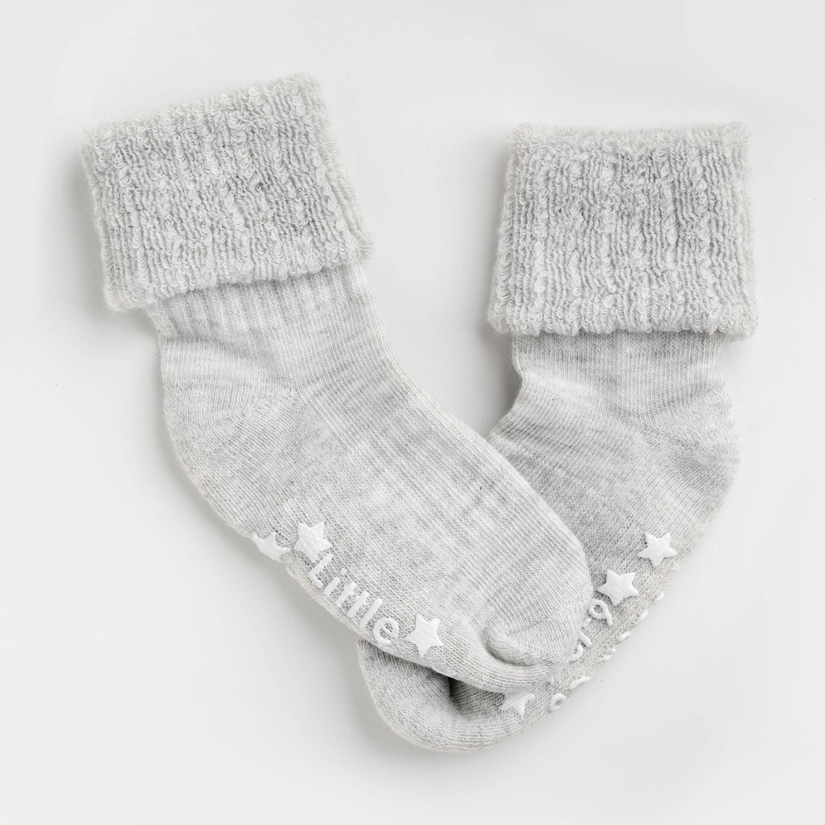 Cosy Stay On Winter Warm Non Slip Baby Socks in Cloud Grey  0-6 months