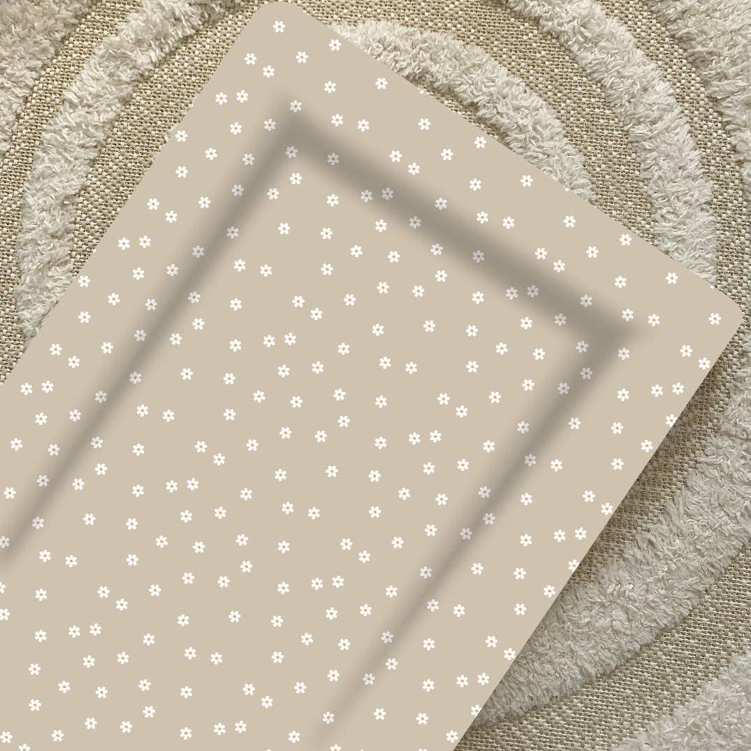Baby Changing Mat | Neutral Daisy Print | Handmade UK