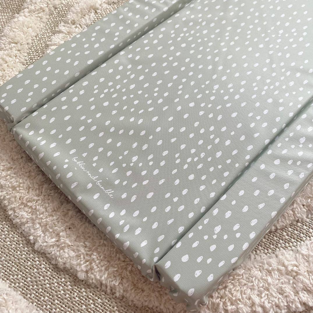 Baby Changing Mat | Sage Green Spots Print | Handmade UK