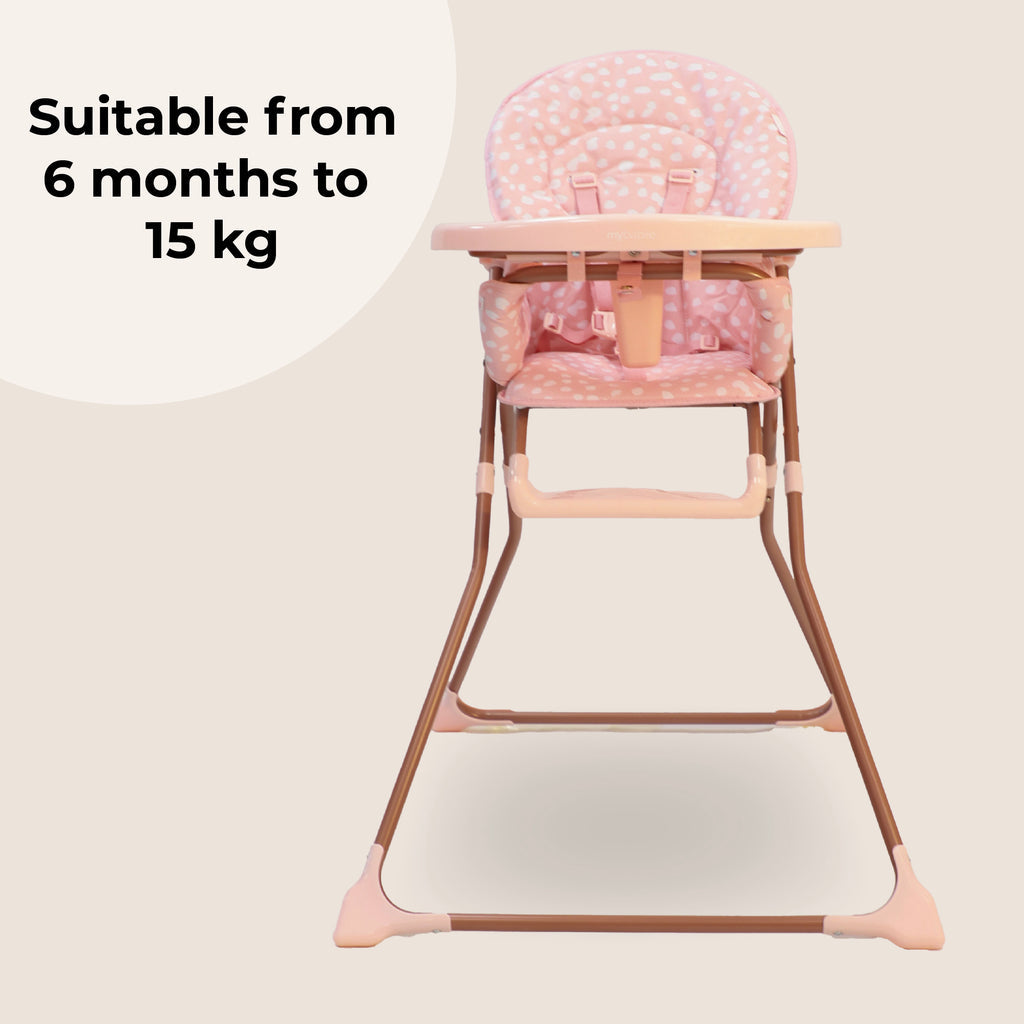 My Babiie Compact Highchair- Pink Dalmatian