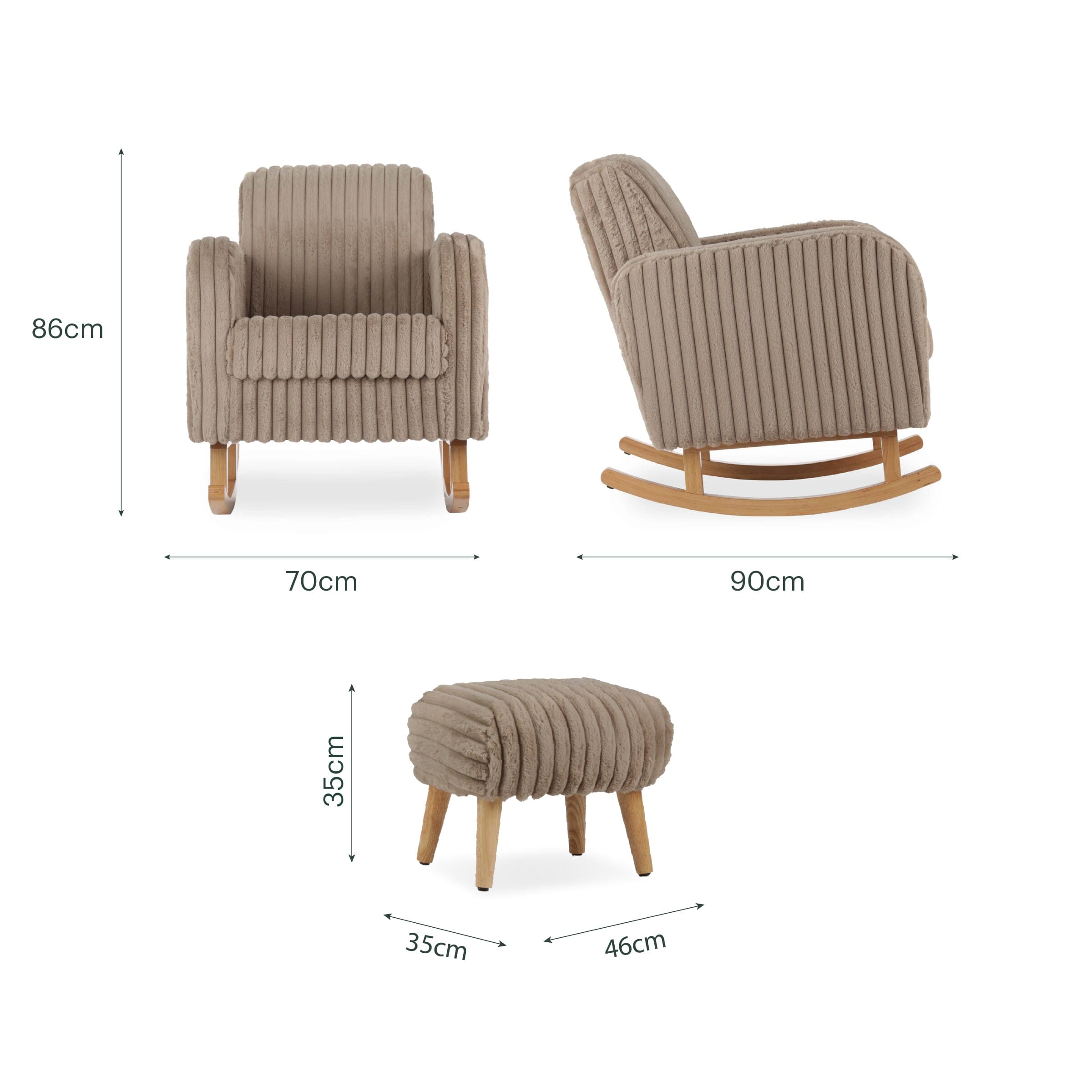 Etta Nursing Chair & Foot stool - Faux Fur Mink