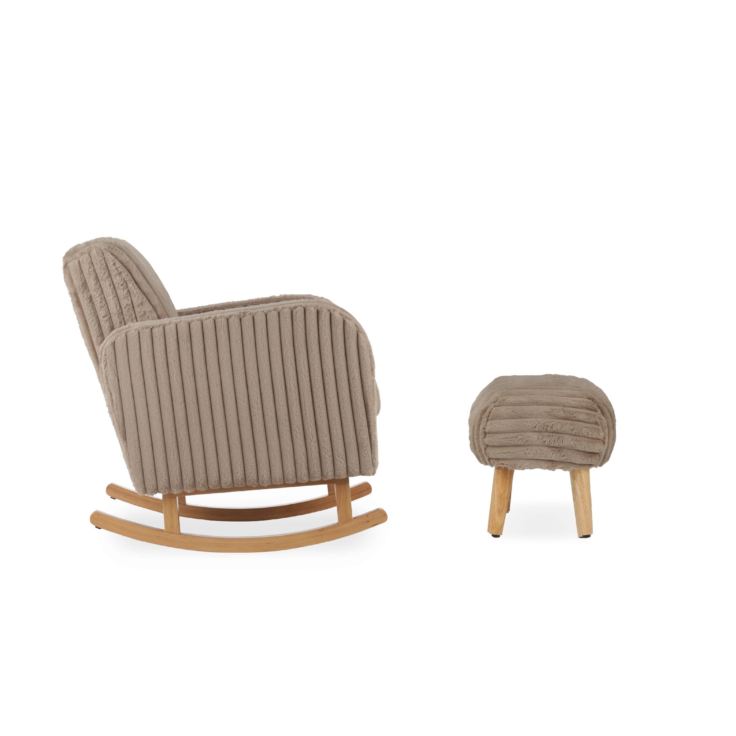 Etta Nursing Chair & Foot stool - Faux Fur Mink