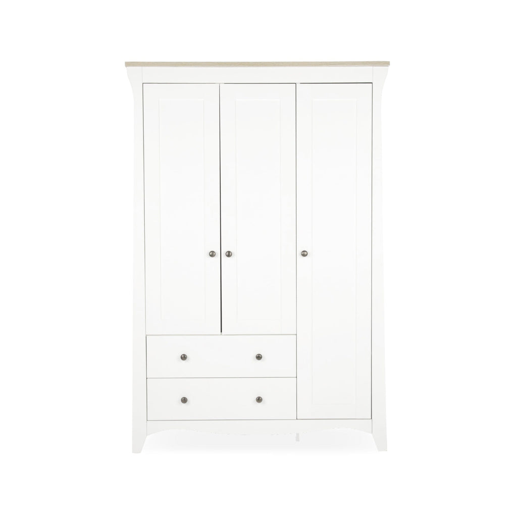 Clara 3 Door Triple Wardrobe - White & Ash