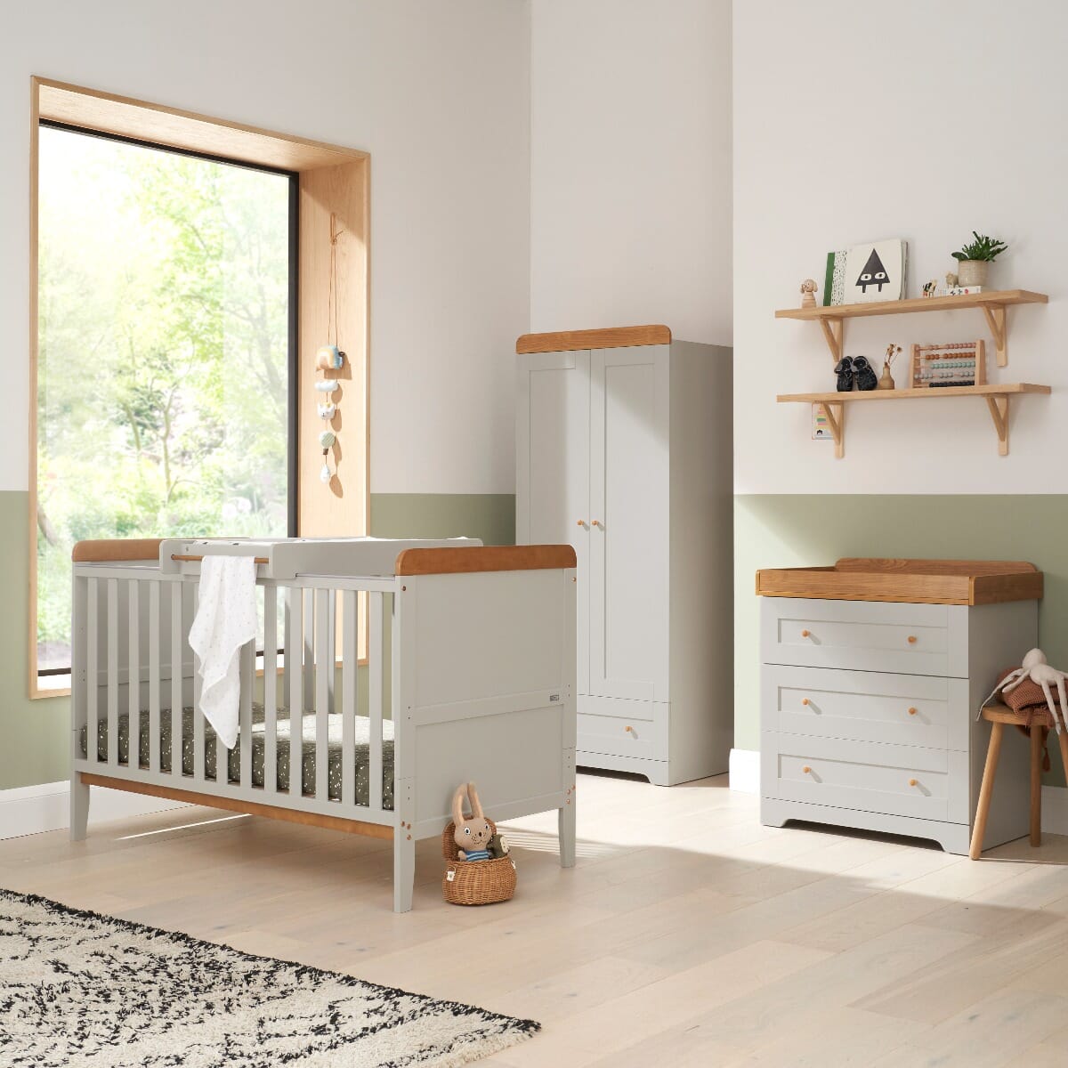 Tutti Bambini Rio 3 Piece Room Set - Honey Oak & Dove Grey