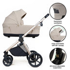 My Babiie MB450 LUXE 3-in-1 Travel System with Rotating Car Seat + Toddler Seat + Base - Feather