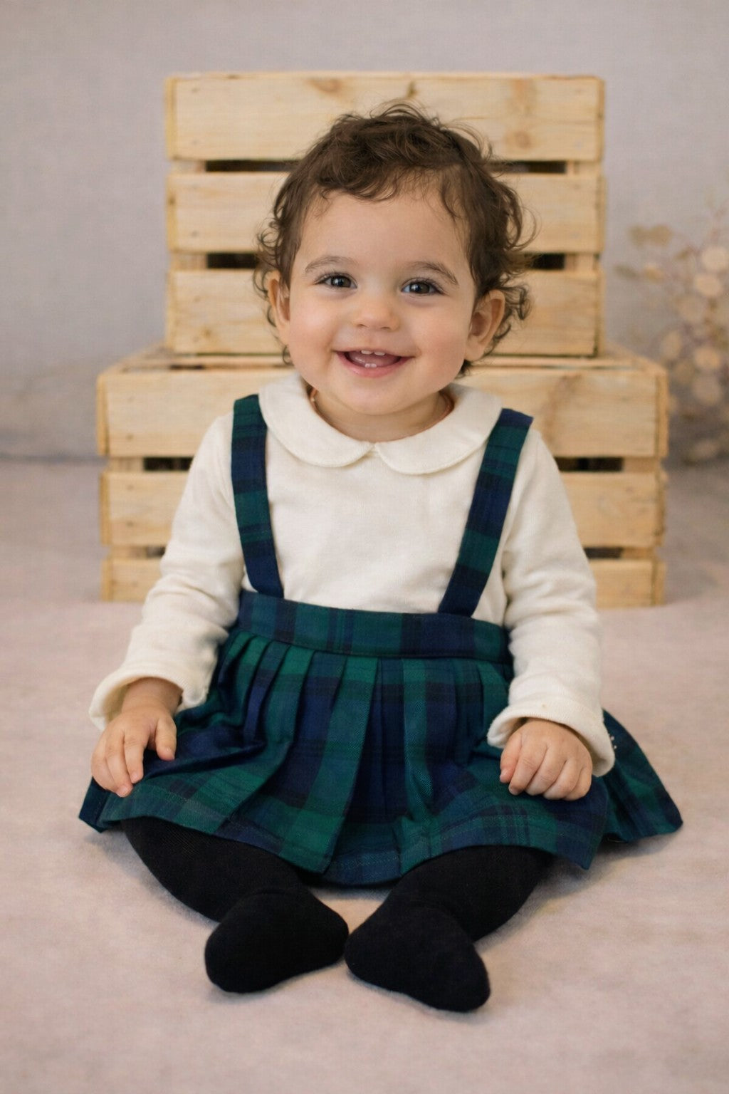 Tartan Pleated Skirt With Detached Straps