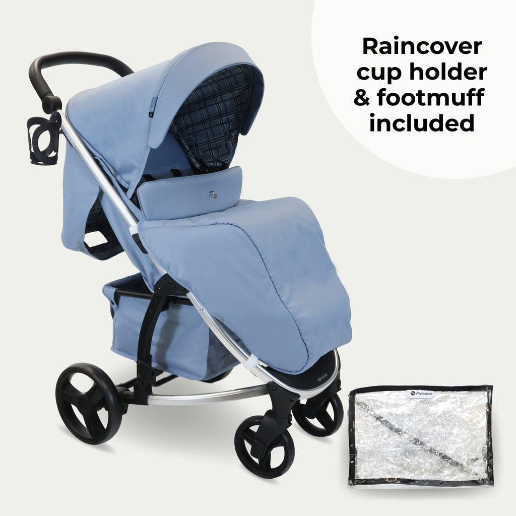 My Babiie MB200i 3-in-1 Travel System with i-Size Car Seat - Dani Dyer Blue Plaid