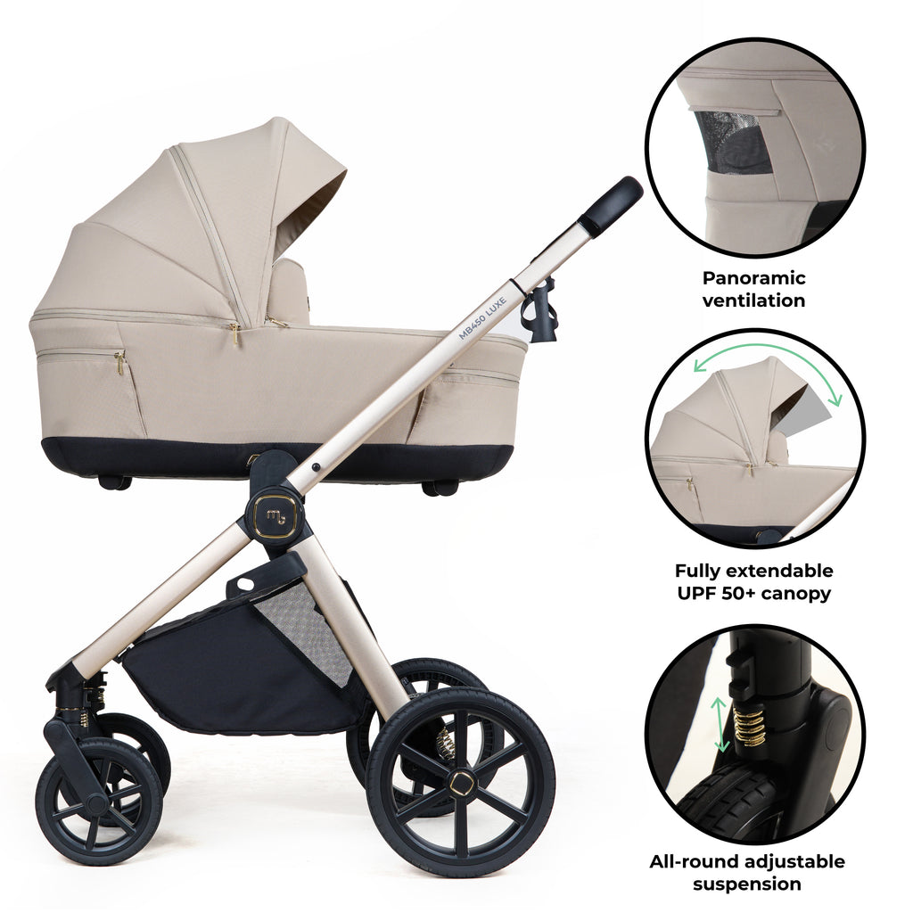 My Babiie MB450 LUXE 3-in-1 Travel System with Base - Feather