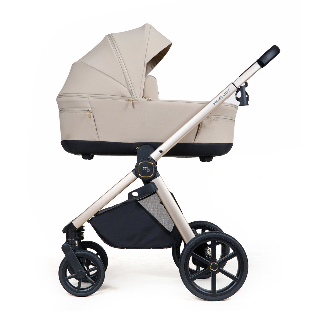My Babiie MB450 LUXE 3-in-1 Travel System with Rotating Car Seat + Toddler Seat + Base - Feather