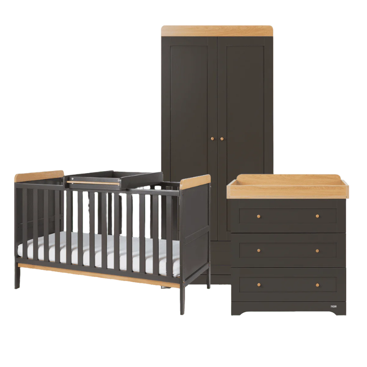 Tutti Bambini Rio 3 Piece Room Set - Honey Oak & Slate Grey