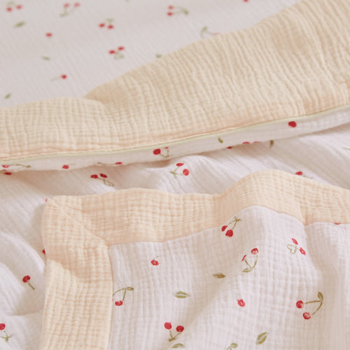 4 Piece Cot Bed Bedding Set - Ditsy Cherry