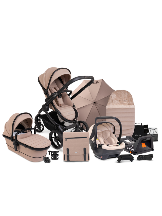 icandy Peach 7 Cookie Pushchair and Carrycot - Complete Car Seat Bundle