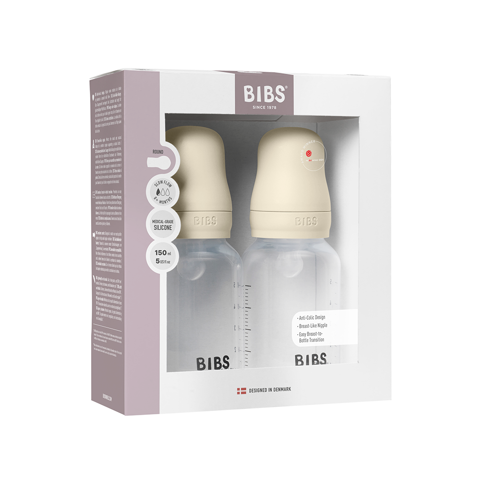 BIBS Baby BPA-Free PP Bottle Set 150ml 2 Pack Silicone - Ivory