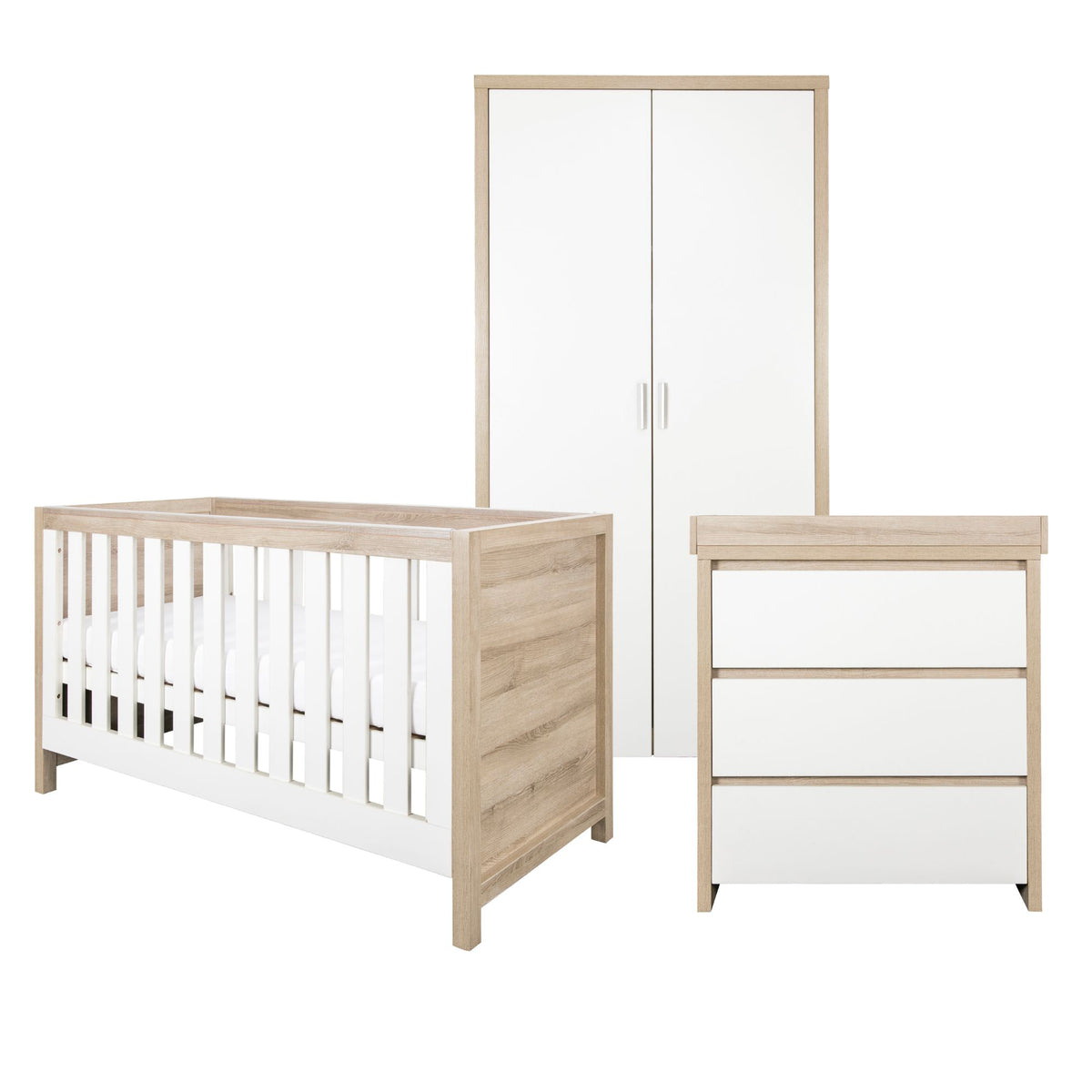 Tuti Bambini Modena 3 Piece Room Set - White/Oak