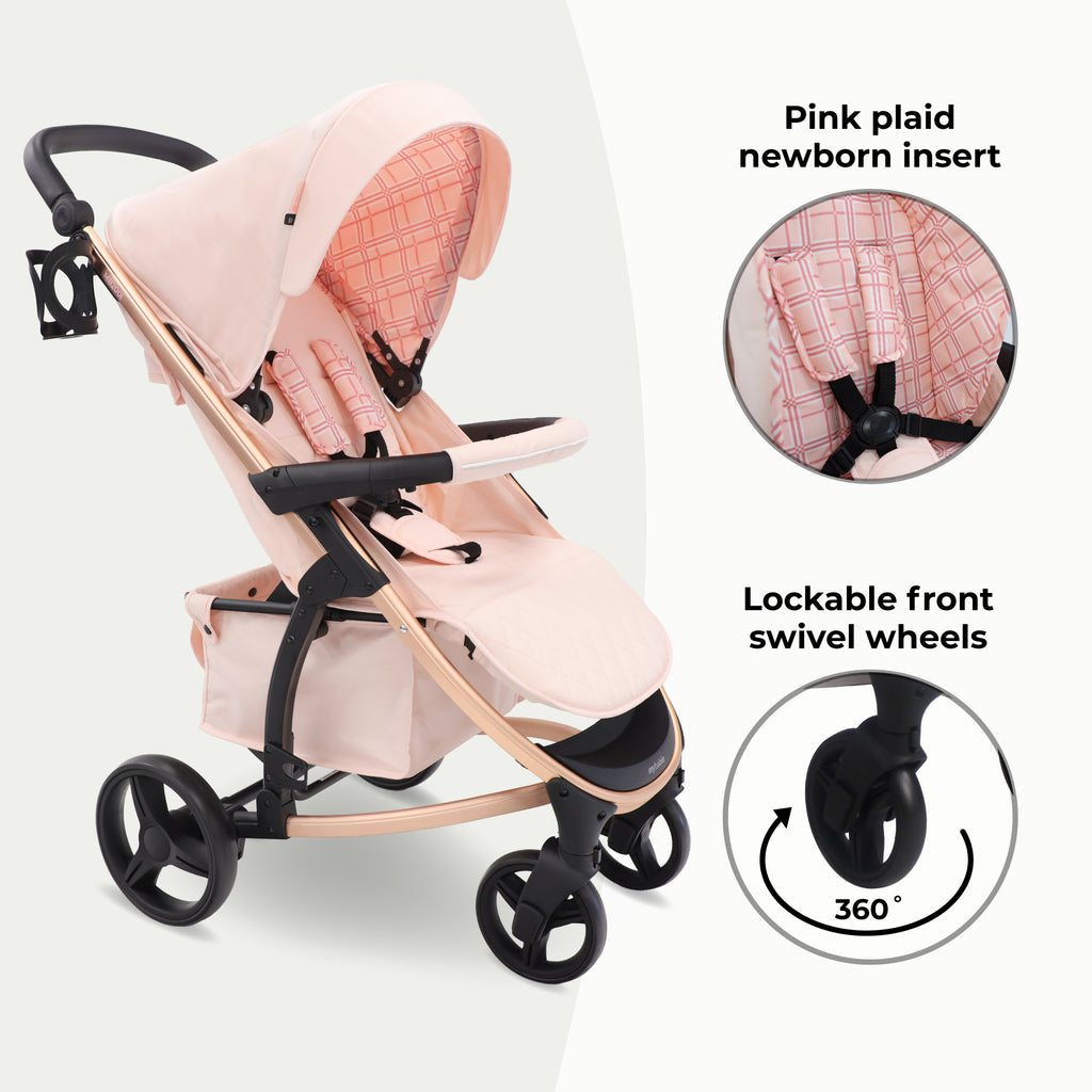 My Babiie MMB200i 3-in-1 Travel System with i-Size Car Seat - Dani Dyer Pink Plaid