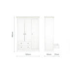 Clara 3 Door Triple Wardrobe - White & Ash