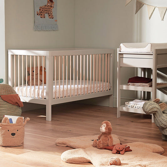 Troll Lukas 2 piece Cot and Changing Table Soft Grey/Natural