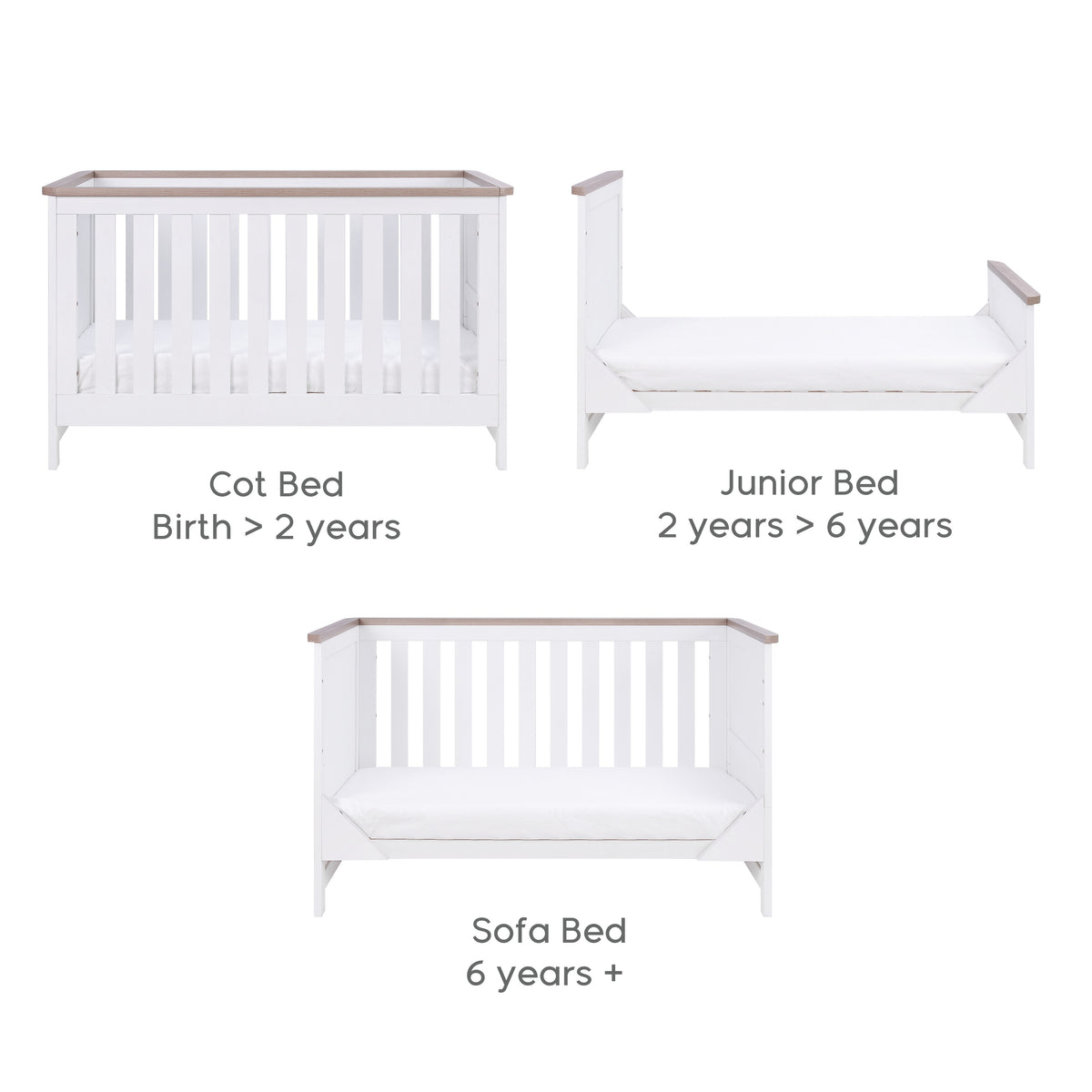 Tuti Bambini Verona 3 Piece Room Set - White/Oak