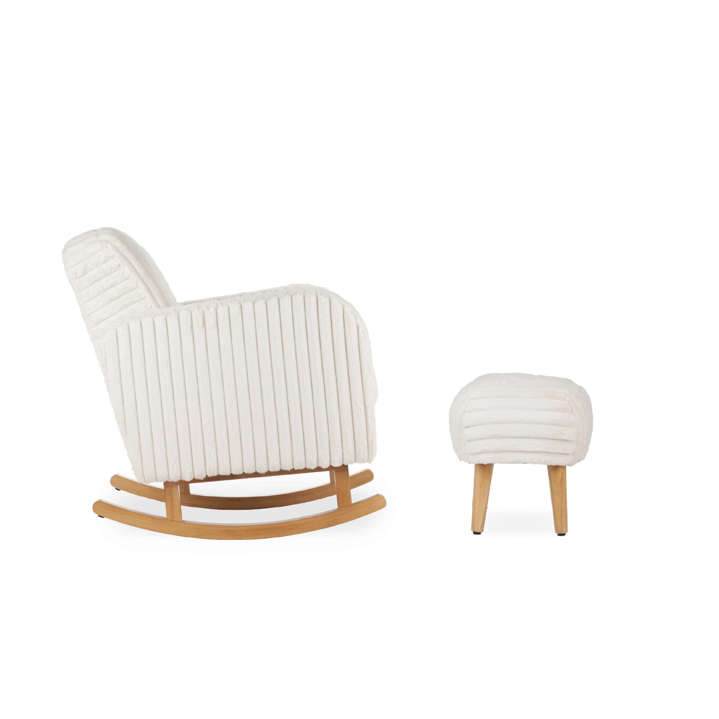 Etta Nursing Chair & Foot stool - Faux Fur Cream