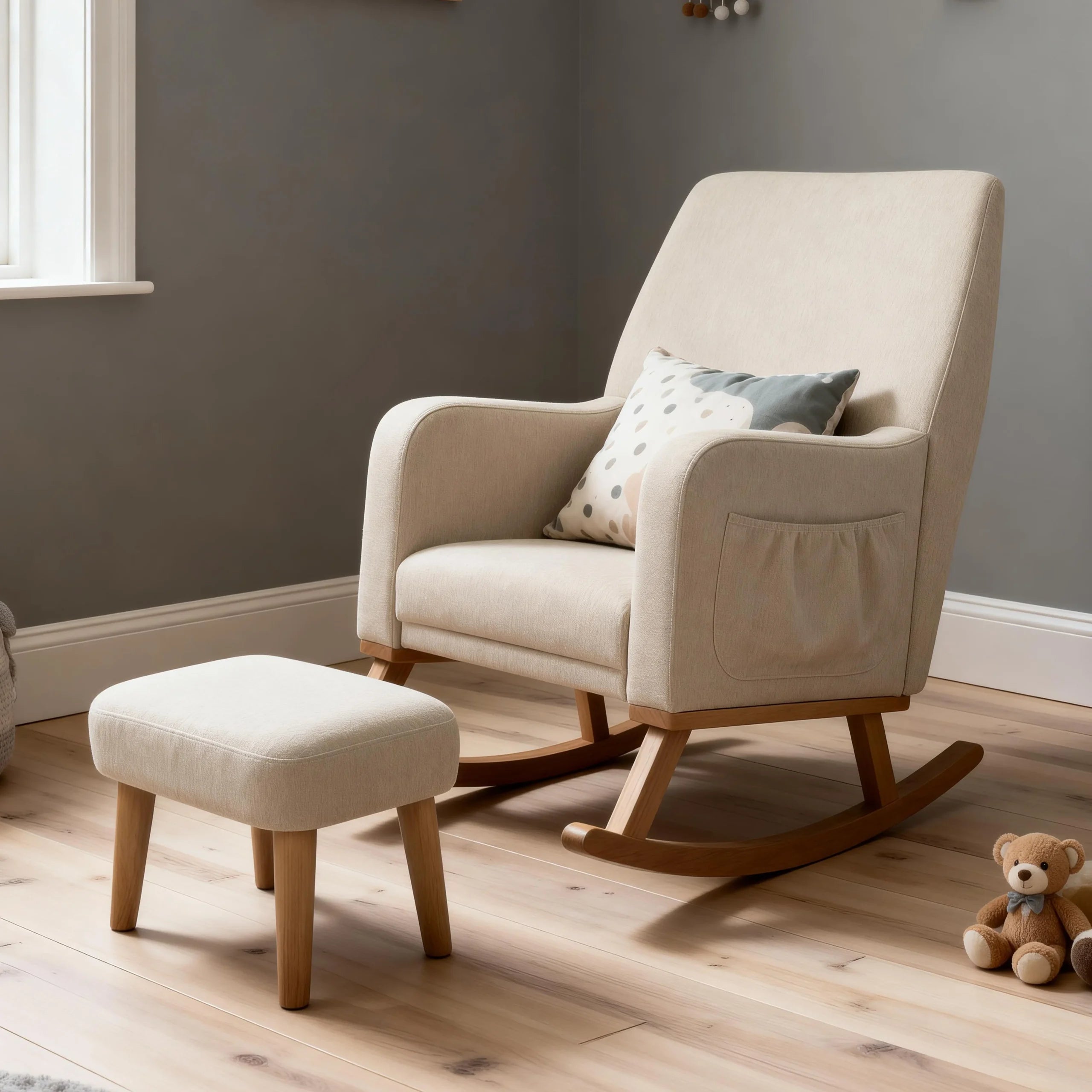 Callie Nursing Chair with Stool – Oatmeal