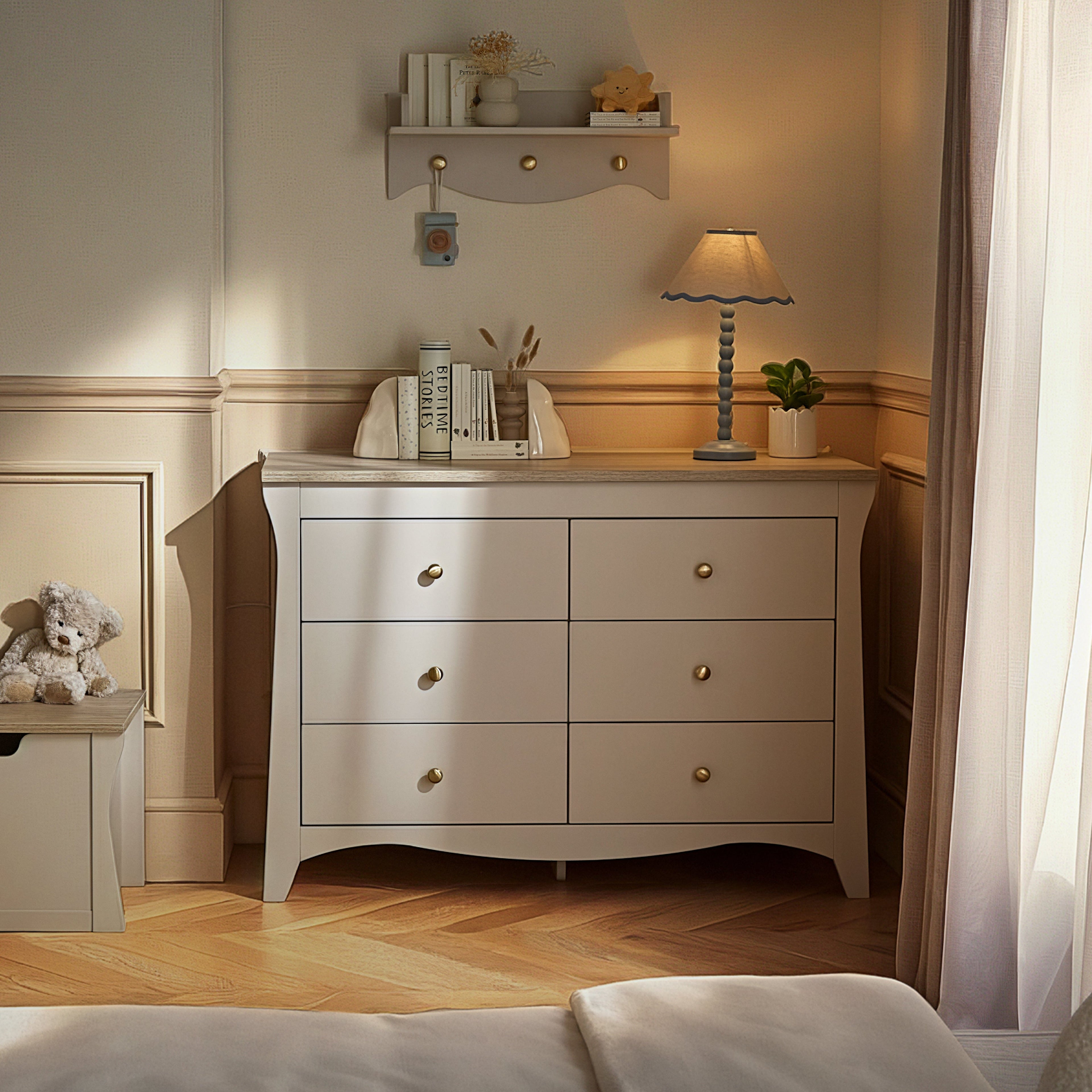 Clara 6 Drawer Dresser - Cashmere & Ash