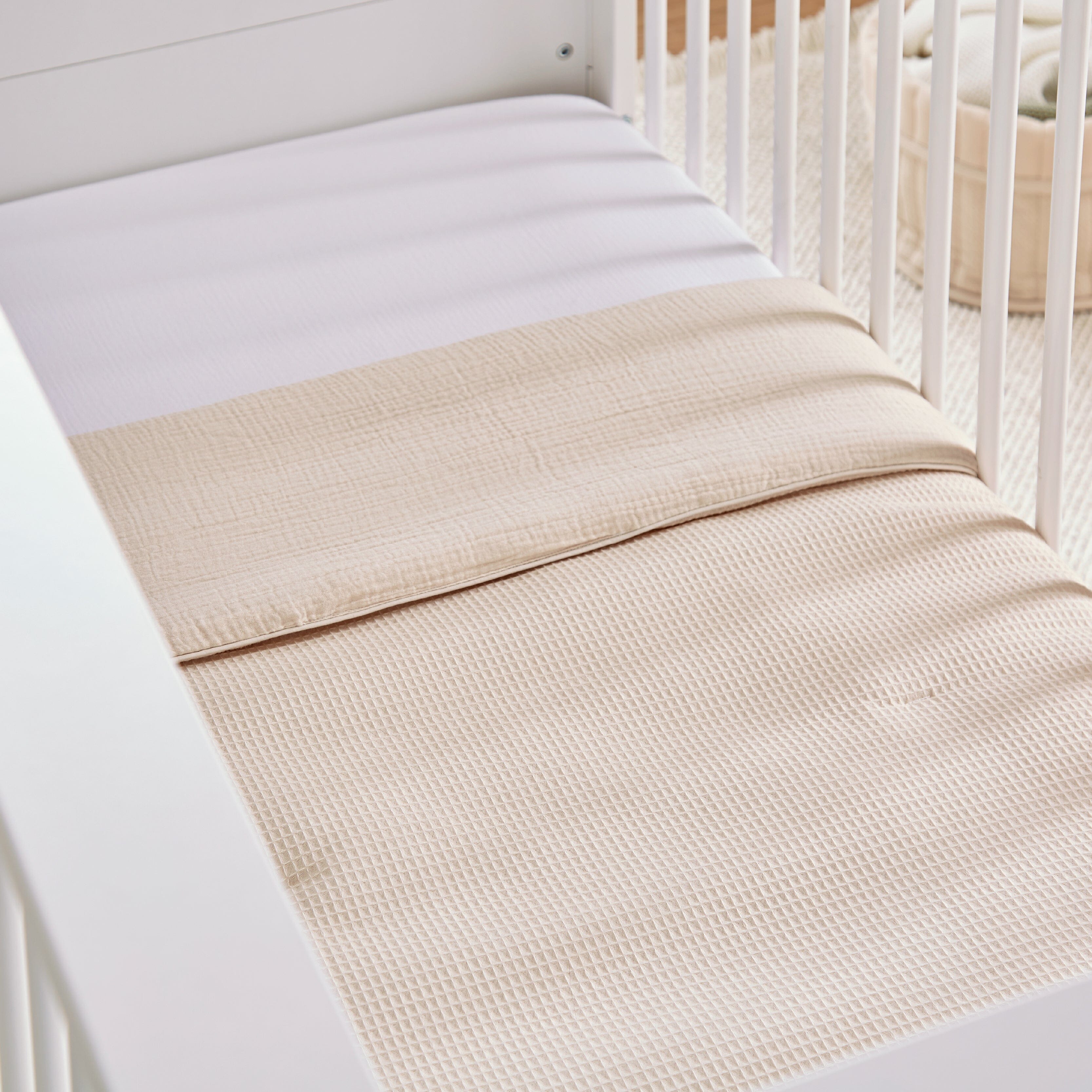 4 Piece Cot Bed Bedding Set - Cashmere Waffle
